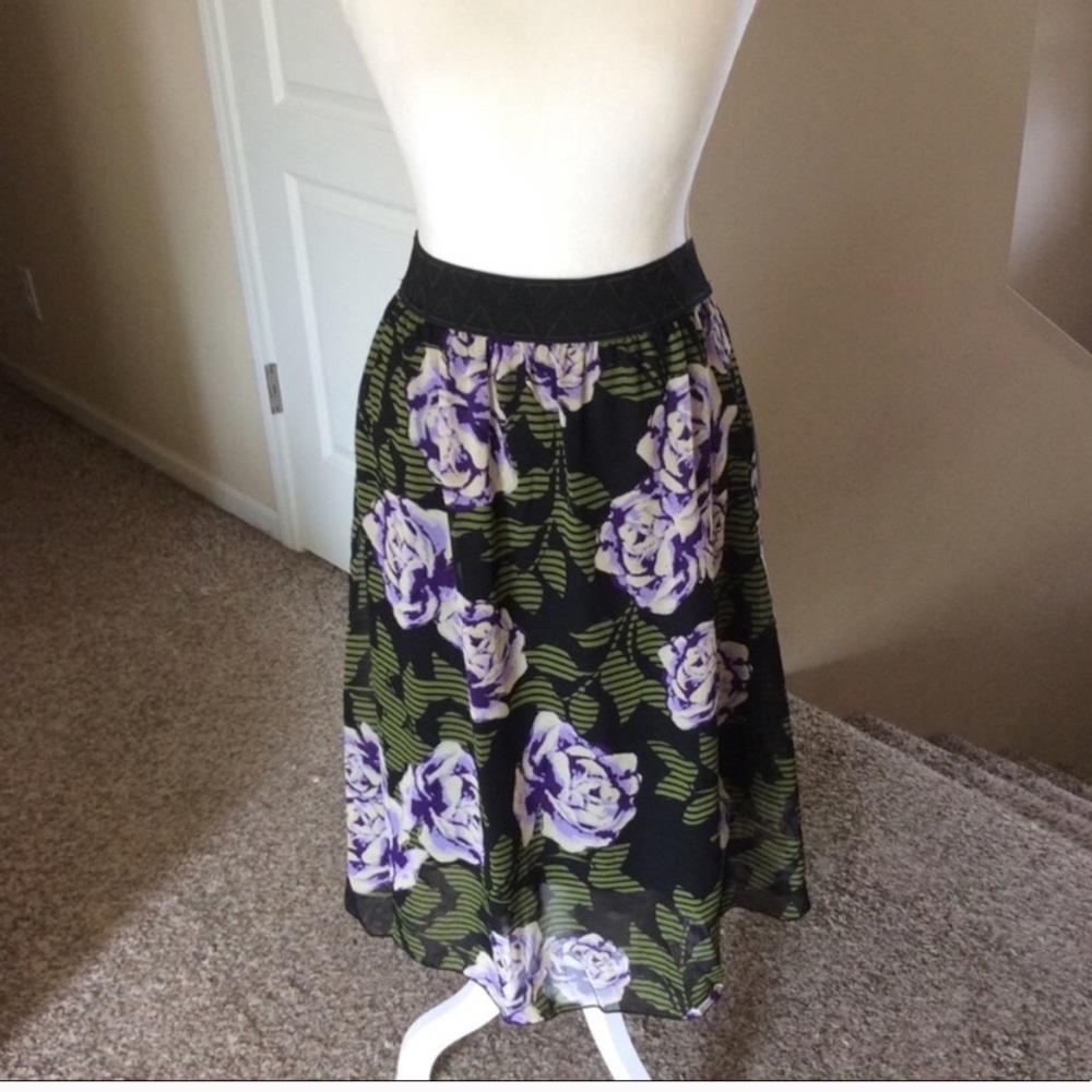 Lularoe Lola A Line Midi Chiffon Skirt